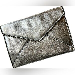 Rebecca Minkoff Leo Metallic Leather Clutch, Champagne (Video Included)